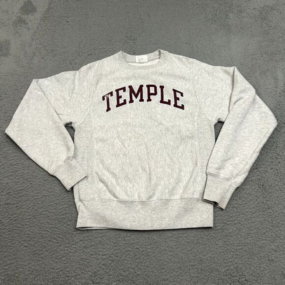 Temple Owls Sweatshirt Mens Extra Small‎ Gray Crew Neck Champion Reverse Weave